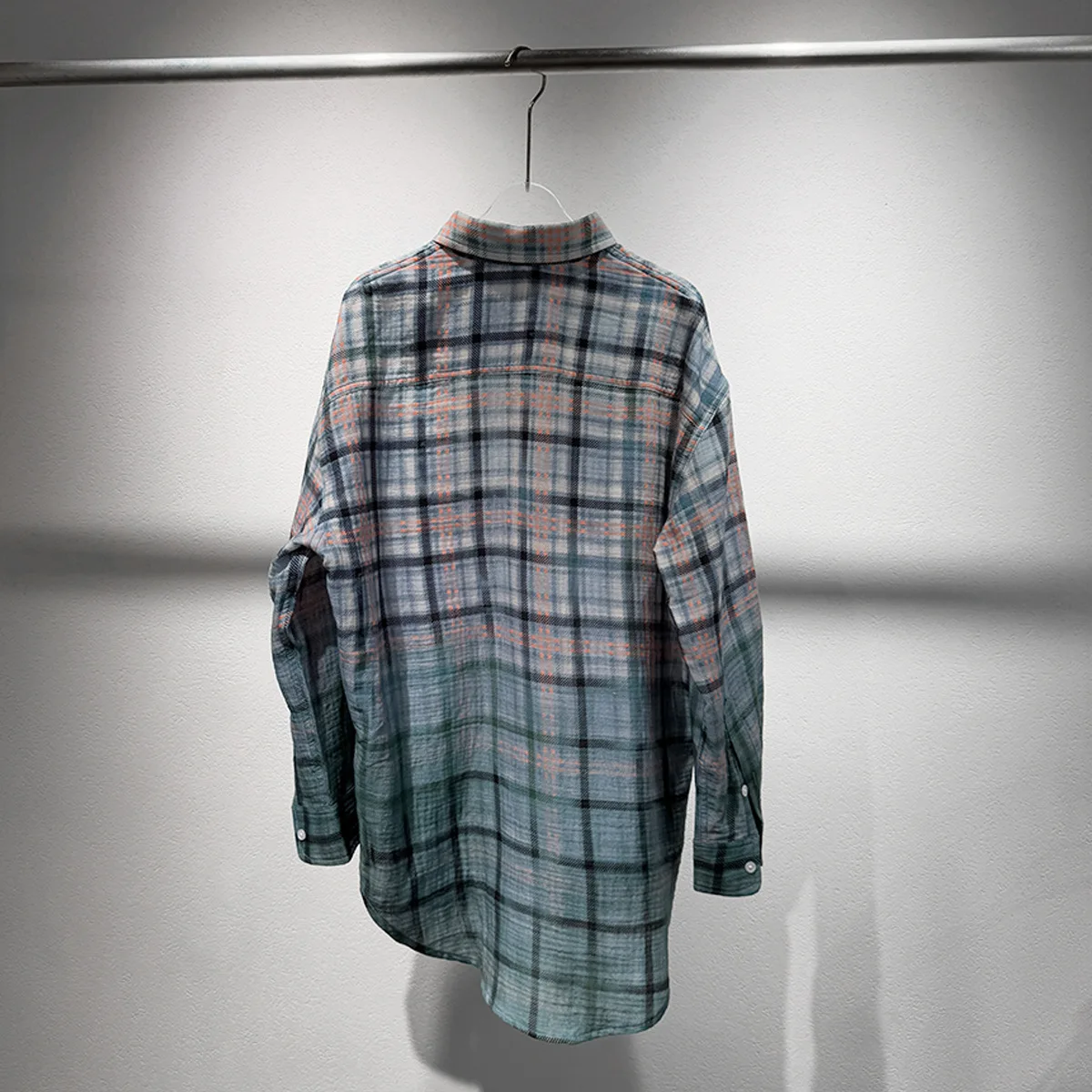 2025 Autumn New Design Limited Edition Gradient Checkered Collar Long-Sleeved Shirt Wide Blouse Women