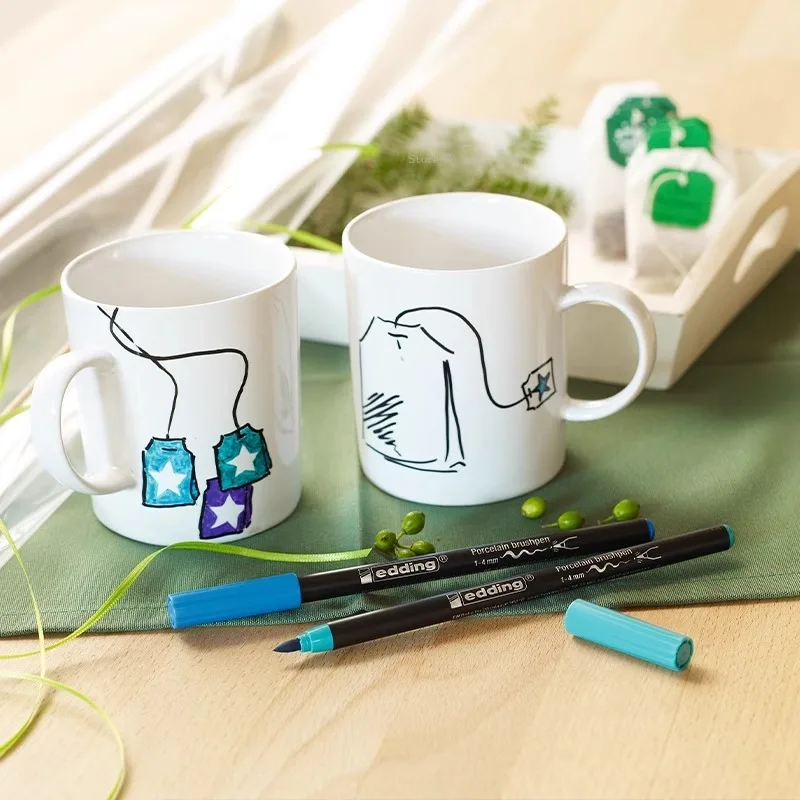 6pcs/set Basic/warm/cool Color Series Ceramic Paint Brushes Waterproof Non-fading DIY Porcelain Plate Creative Graffiti Brush