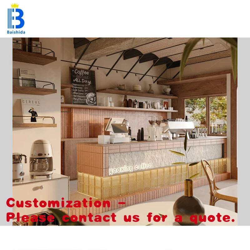 

custom.Modern Cafe Bar Counter Design Showcase Coffee Shops and Bubble Tea Stores Interior Decoration Furniture
