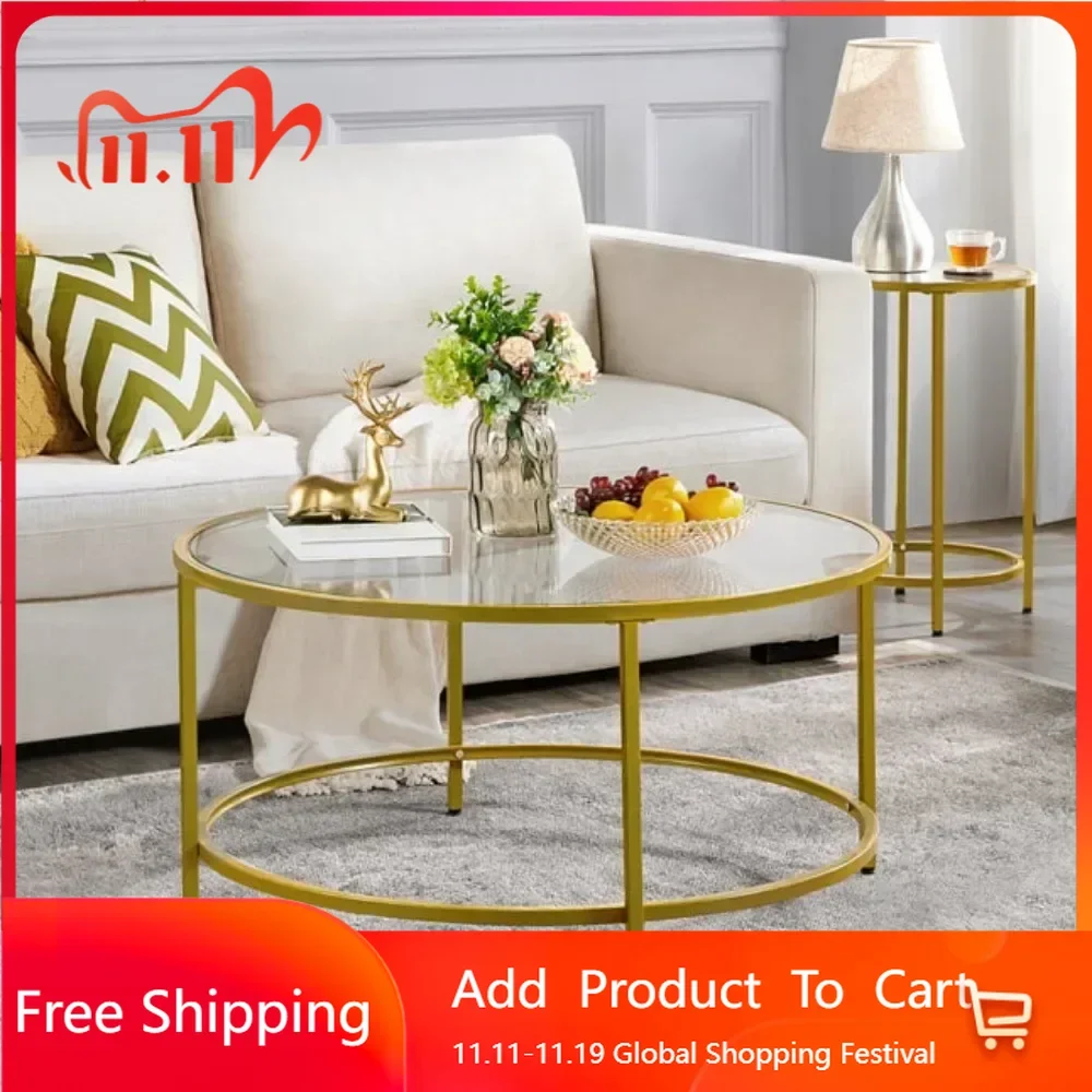 Modern Glass-Top Coffee Table for Living Room, Round Table, Coffee Table, Tea Table, Sedentary Couch, Cafe Furniture