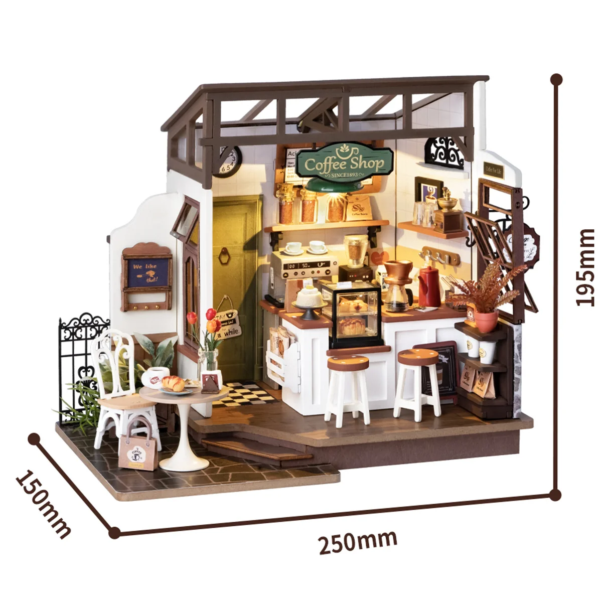 Robotime Rolife NO.17 Cafe 3D Puzzle DIY Miniature Dollhouse Kit Crafts Hobbies Amazing Gift for Women Children DG162