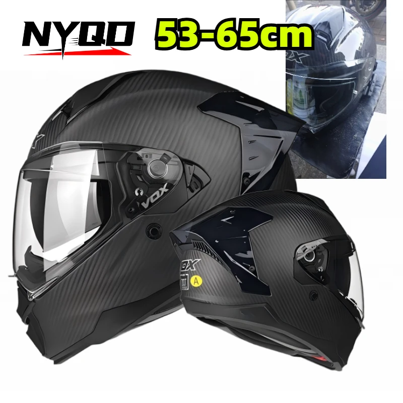 Carbon-Faser Vollgesichts-Motorradhelm F605 Doppelvisier Vier-Jahreszeiten Unisex Motorrad-Rennhelm für Männer Frauen Fahrer