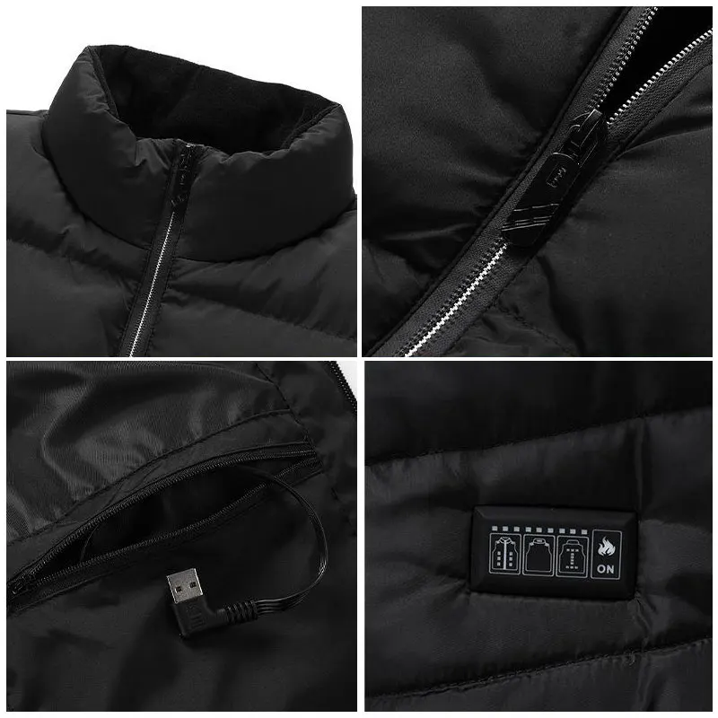 Chaleco calefactado eléctrico USB para hombres y mujeres, chaqueta calefactora recargable, ropa calefactora, esquí de caza, Invierno