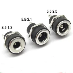 2/5/10pcs 5.5 x 2.1/5.5x2.5mm DC Power Jack Socket Supply Female Panel Mount Connector Plug Adapter 2 Terminal Type DC Connector