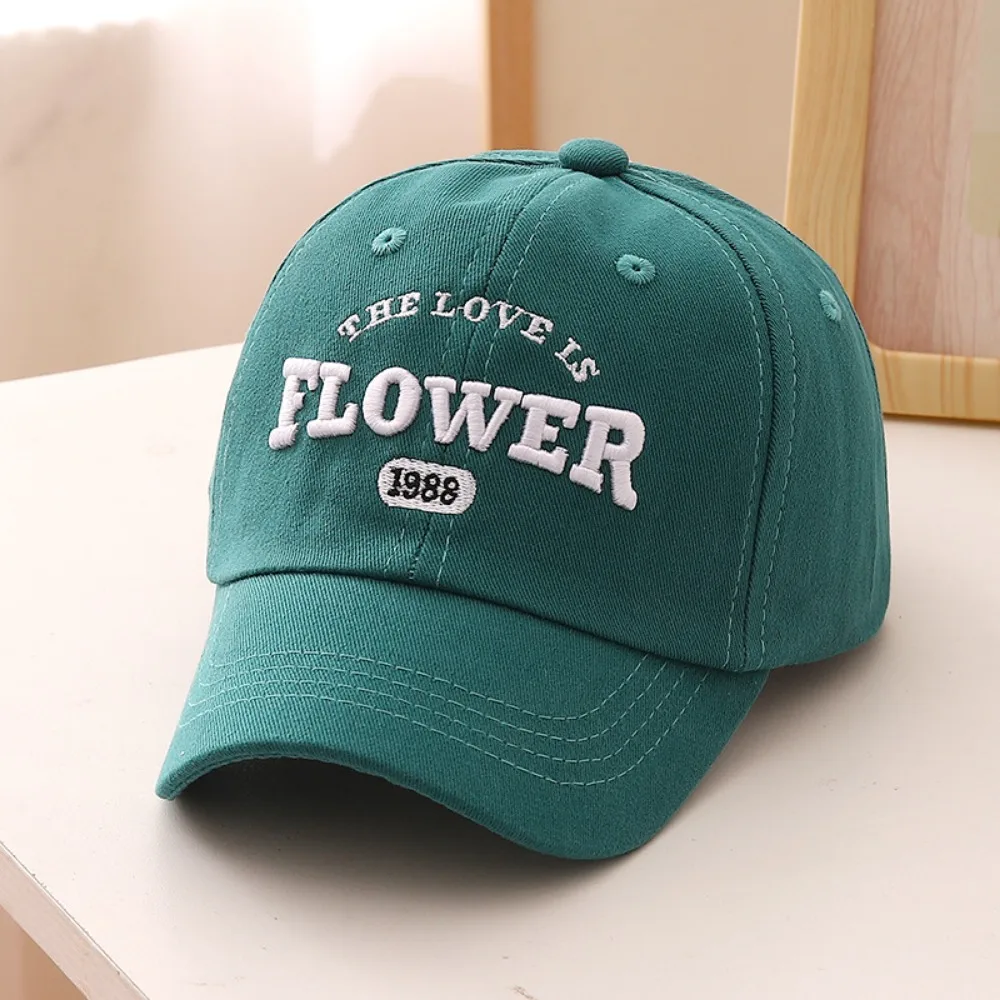 

Casual Flower Letter Baseball Caps Spring Autumn Adjustable Sun Hats Embroidery Solid Color Hats For Boy Girl