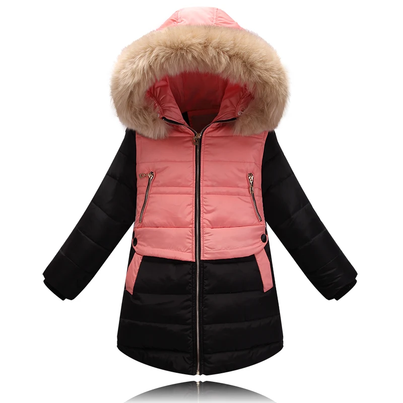 Winter Children Down Jackets Fashion New Style Girls Ourdoor Outerwear Warm Down Coats With big Fur Collar Size 140-160