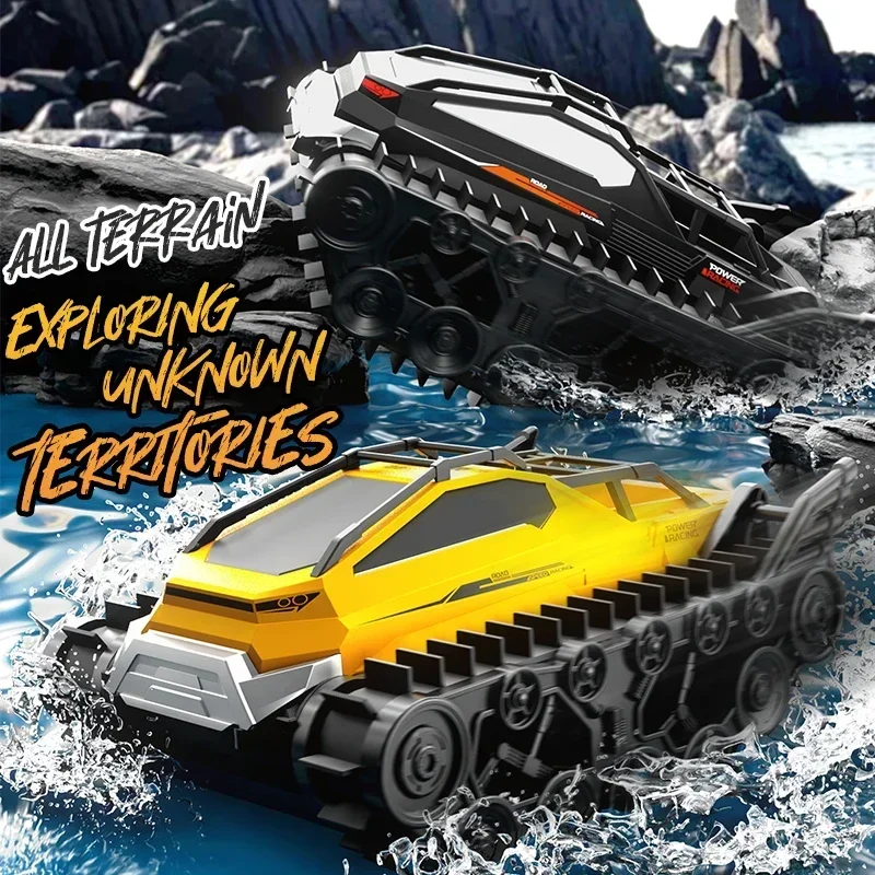 Land Water Mode Rc Car All Terrain Tracked Tank Remote Control Clawer Rc Climbing Vehicle Wireless Toys Children Boys Gift