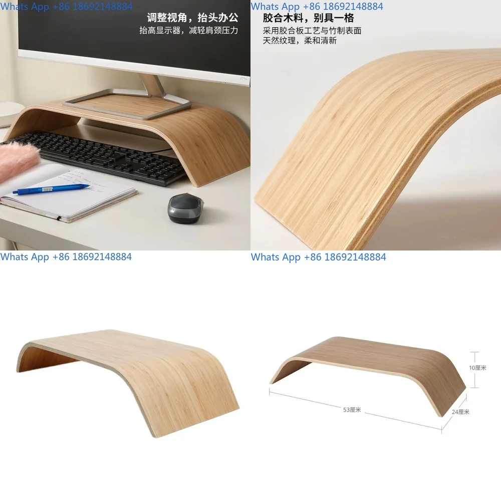 

Wooden Dual Layer Monitor Stand with Keyboard Storage for Desk Organization