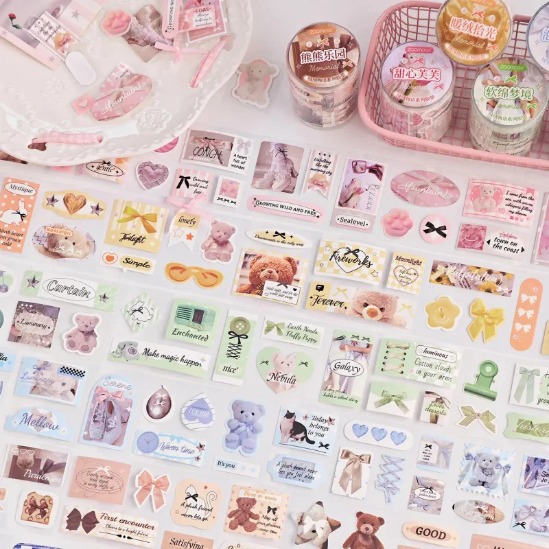 5*200cm Korean Style Washi Tape Set - 1 Roll Cute Decorative Tapes for Journaling & Scrapbooking view 2