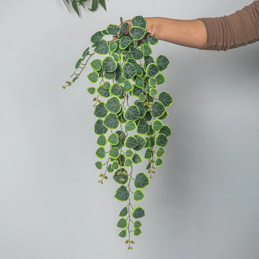 60–80 cm künstliche hängende Ranken, tropische Eukalyptuspflanzen, Kunststoff, Geldblatt, Wandbehang, Rattan für Hochzeit, Haus, Garten, Dekoration – Detail 9