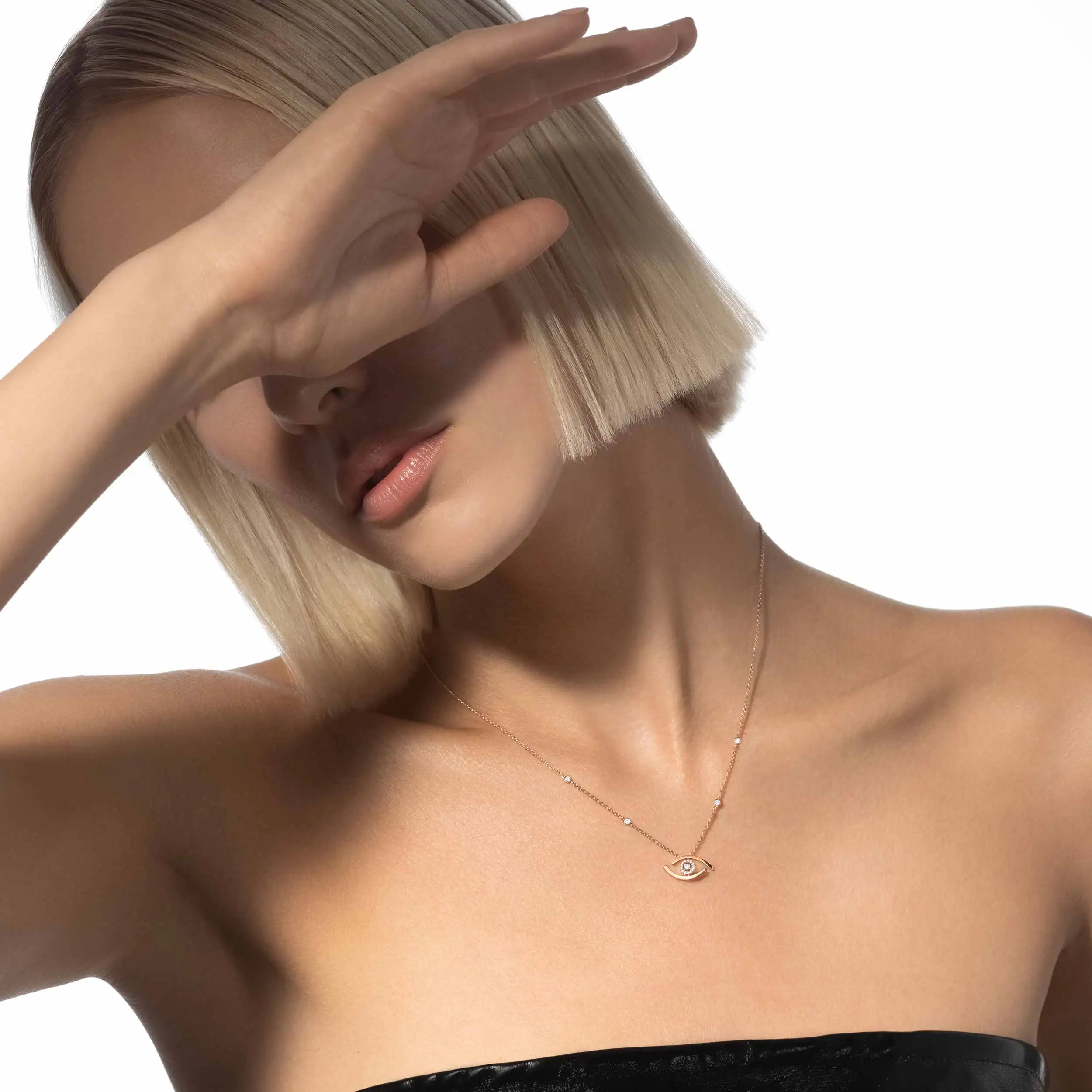 Classic high-end Messik - Style pure silver s925 elegant LUCKY EYE series hollowed out single diamond necklace