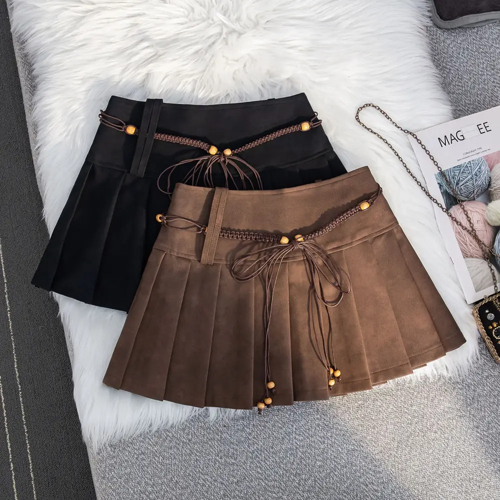 

Harajuku Gyaru Y2k High Waist Skirt Women Retro Preppy Mini Pleated Skirt 2000s Aesthetic Pu Faux Leather Korean Autumn Winter