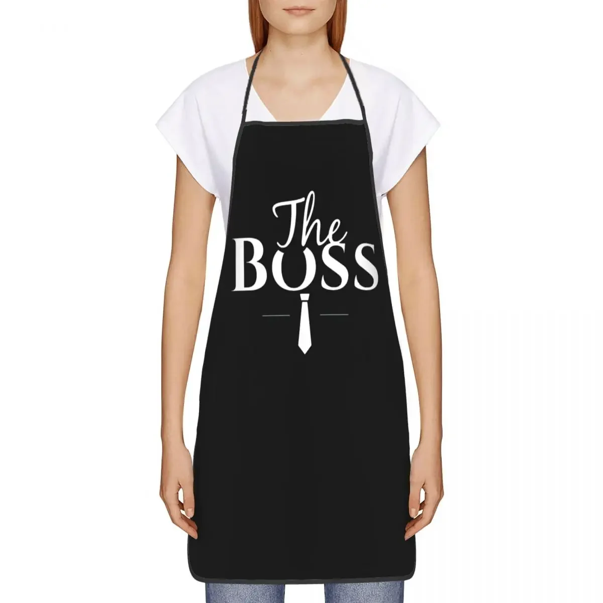 The Boss The Real Boss Apron Women Men Unisex Bib Couple Cooking Kitchen Tablier Cuisine Chef Painting