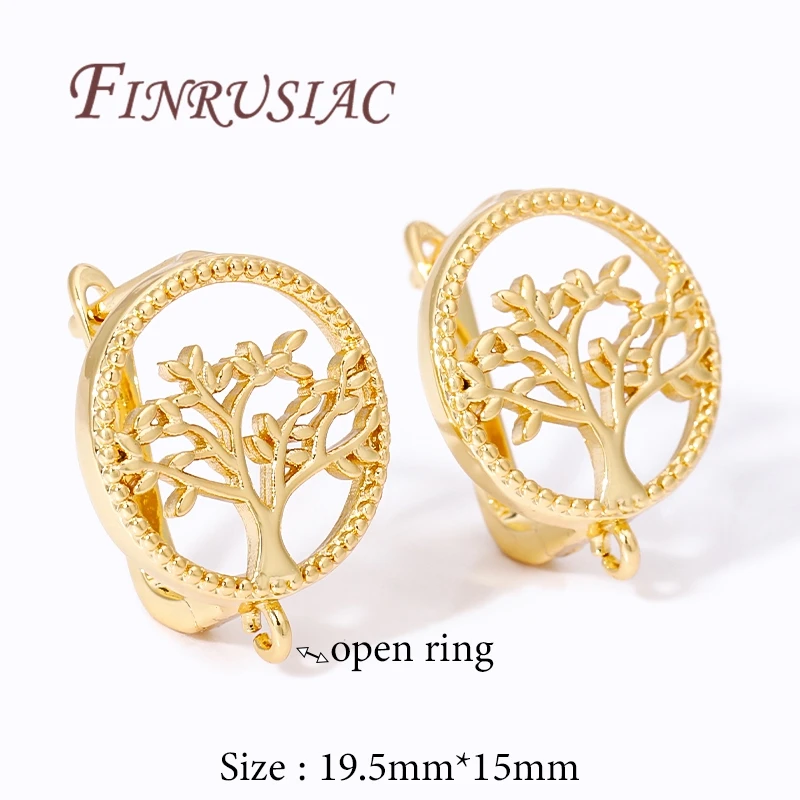 DIY Women's Jewelry 18K Gold Plated Life Tree Round Shvenzy Earring Hooks Clasp Accessories For Earrings,Earwires Fasteners