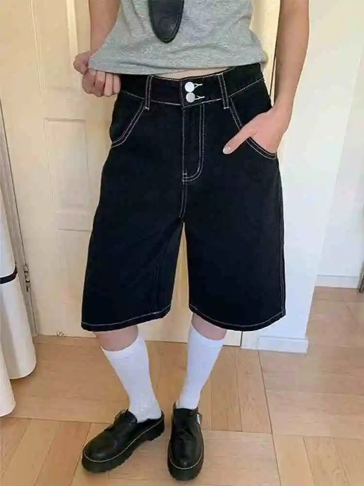 

High Waist Loose Fit American Sle Denim Mid-Length Pants Women's Summer New Casual Commute Slimming Straight Leg Jeans