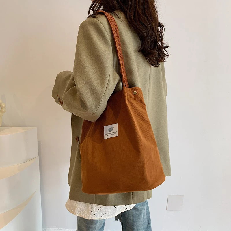 Women's Shoulder Bag Fashion Versatile Corduroy Large Capacity Portable Shopper Totes Female's Casual Travel Handbag image 2