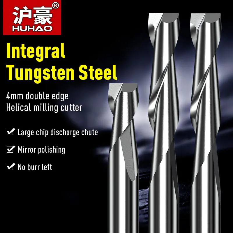 HUHAO 2 Flute 4mm End Mill CNC Carbide Upcut Spiral Router Bit Wood Milling Cutter High Quality Spiral Bit Woodworking Tools
