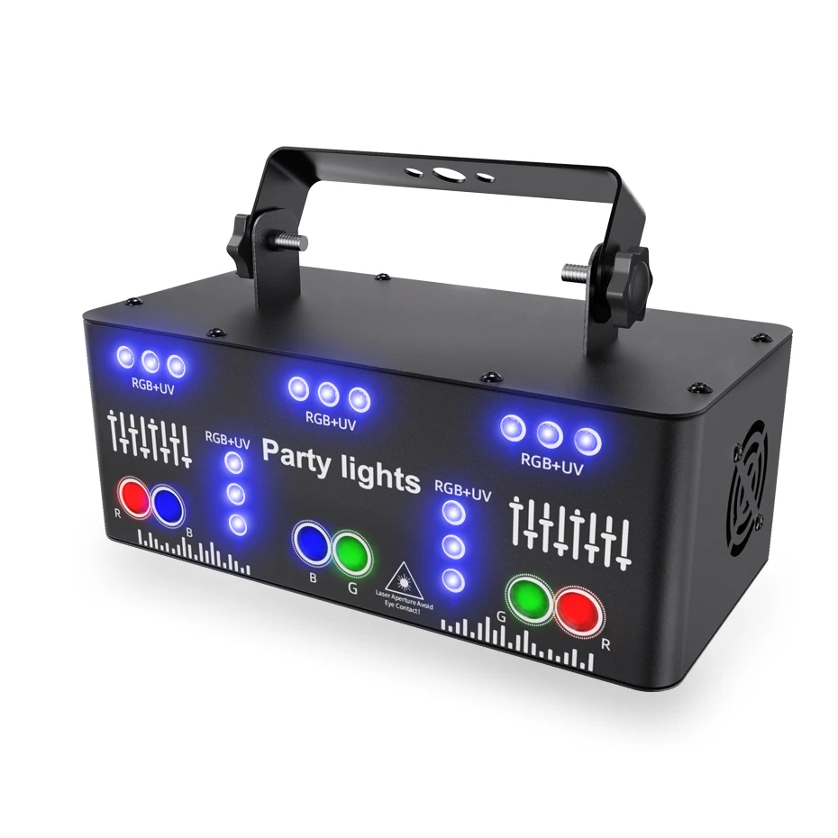 21 Hole RGB Party DJ Disco Beam Patterns Stage Laser Light Projector RGB UV LED Strobe Sound Party Holiday Wedding Lamp
