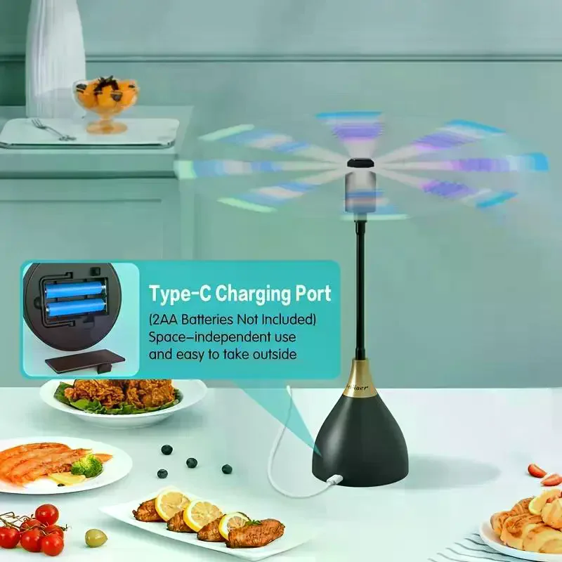 /PFU/Fly Fans For Tables Effective Fly Repellent Fan Keeps Flies Away With Soft Blades USB Picnic BBQ Party Fly Fans 1pcs