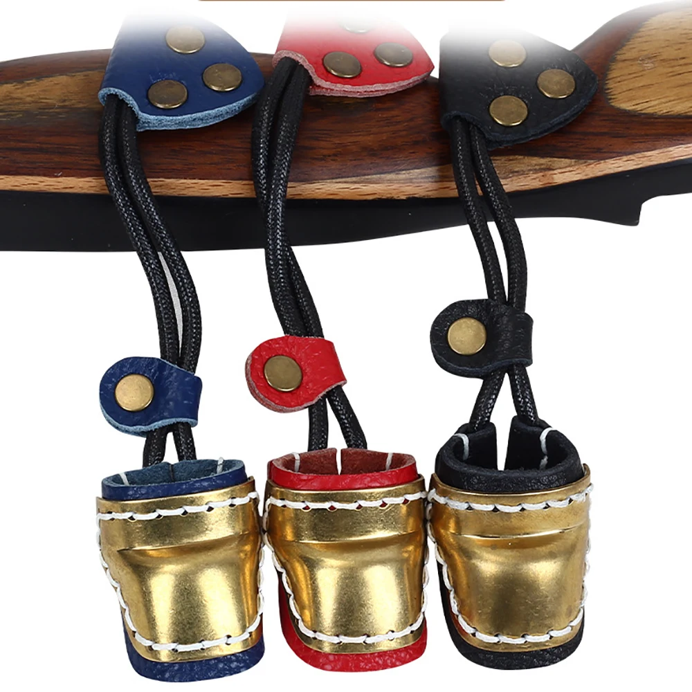 

Кольцо для стрельбы из лука с кожаными пальцами, латунный кожаный Рекурсивный лук, традиционное охотничье снаряжение для стрельбы из лука, на открытом воздухе