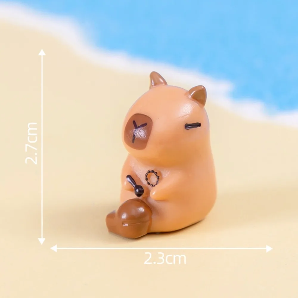 Mini figurine Capybara en résine, micro paysage, figurine d'ornement de dessin animé, jouets de simulation, sculpture mignonne