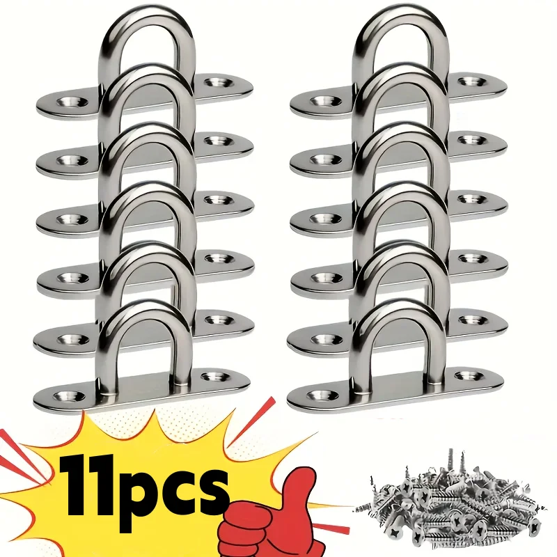 11PCS Stainless Steel M5 Screw Hooks – Heavy-Duty Eyebolt with Loops for Marine Use, Ceiling & Wall Hanging Applications