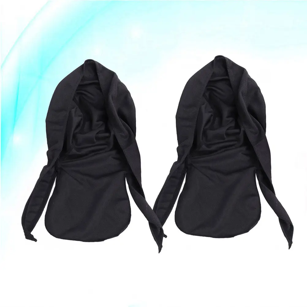 

2PCS Riding Breathable Quick-Dry Wrap Sunscreen Hat Pirate Hat for Hiking Climbing Running Cycling (Black)
