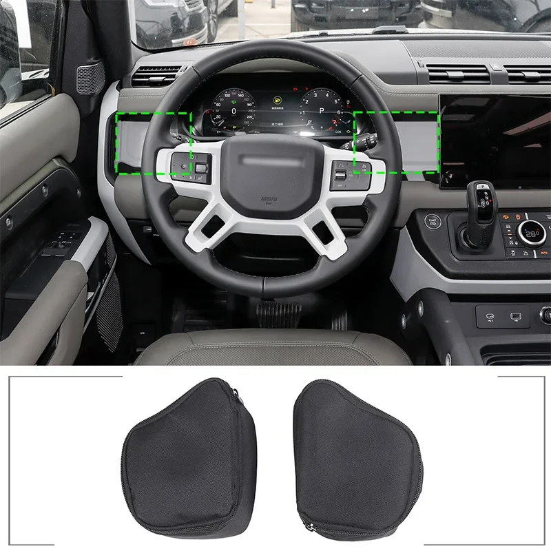 

Oxford Cloth Black Car Steering Wheel Storage Bags On Both Sides For Land Rover Defender 90 110 2020-2024 Interior Accessories