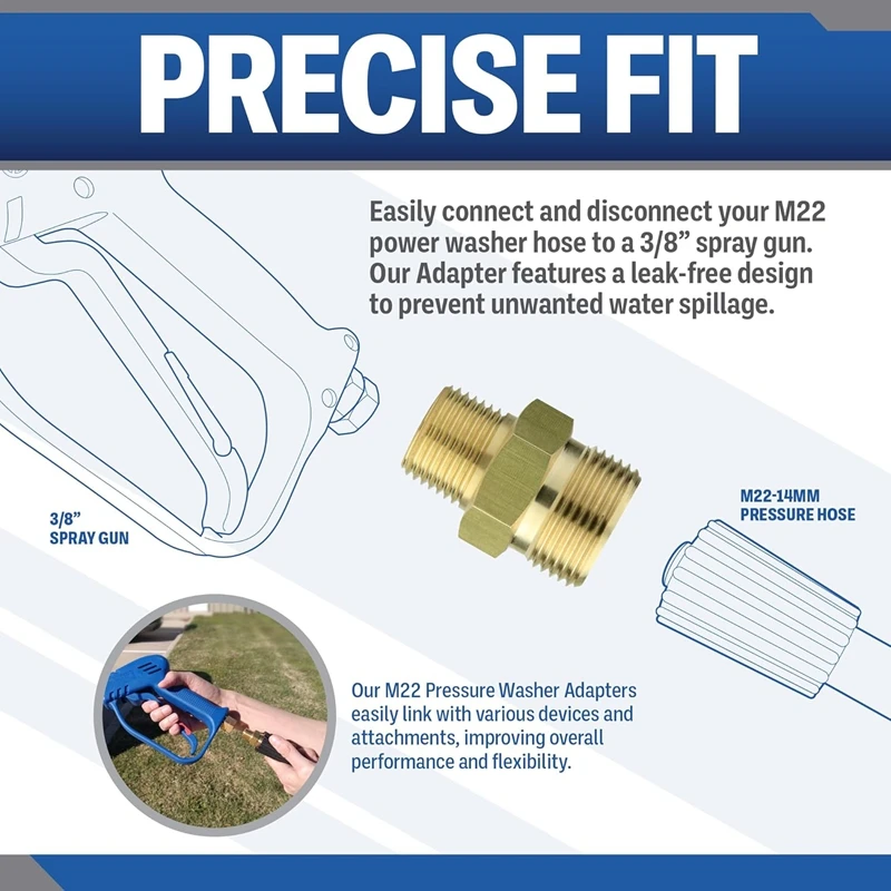النحاس غسالة الضغط اقتران محول M22-14mm ذكر إلى 3/8 و 1/4 ذكر الموضوع الأنابيب الخارجية عرافة الحلمة المناسب 4500 PSI #4