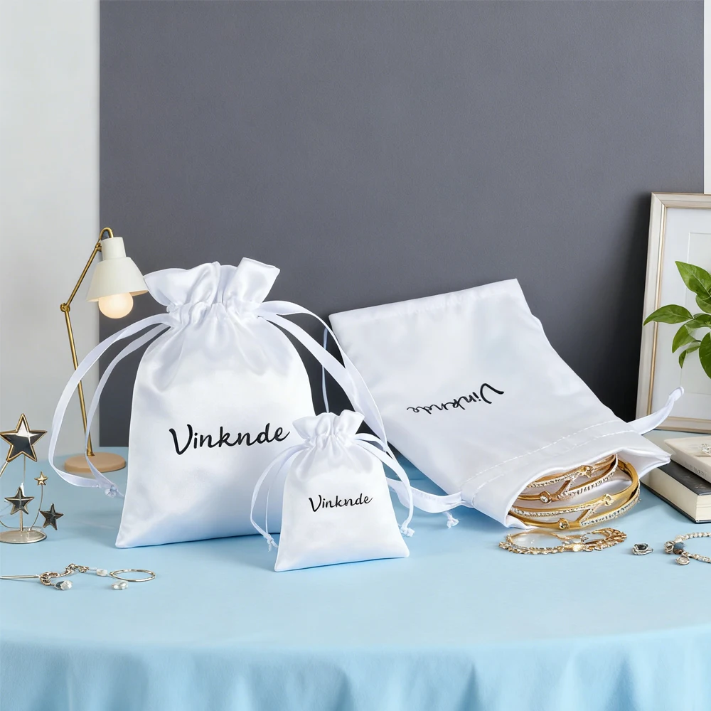 

100 шт. белые атласные сумки для ювелирных изделий с шнурком 3x4 дюйма, подарочная вечеринка, сумка для свадебного детского душа, конфеты, духи