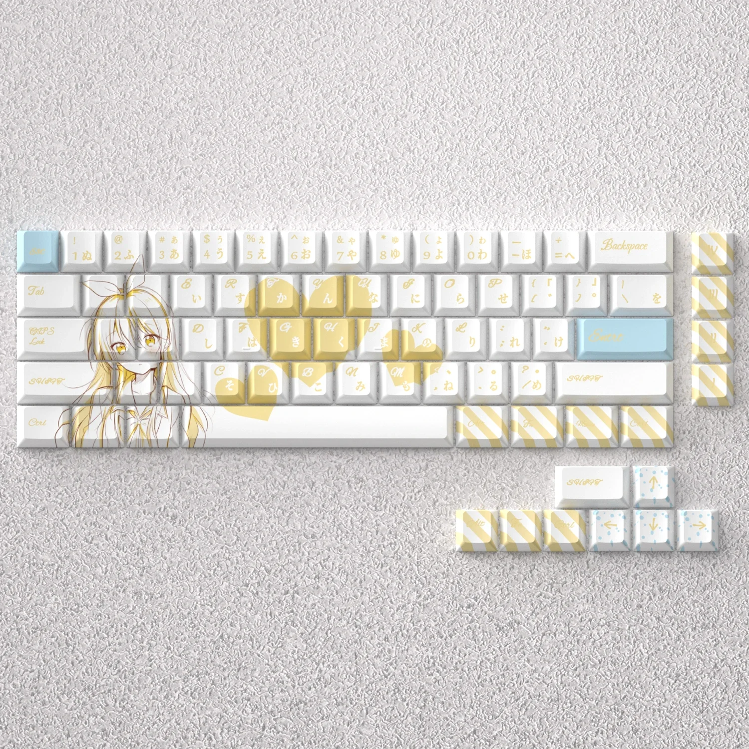 

73 Keys PBT Keycaps Chitoge Kirisaki Comic Dye Sub Cherry Height Blue Anime for 60% 65% 68% Mechanical Keyboard GK61