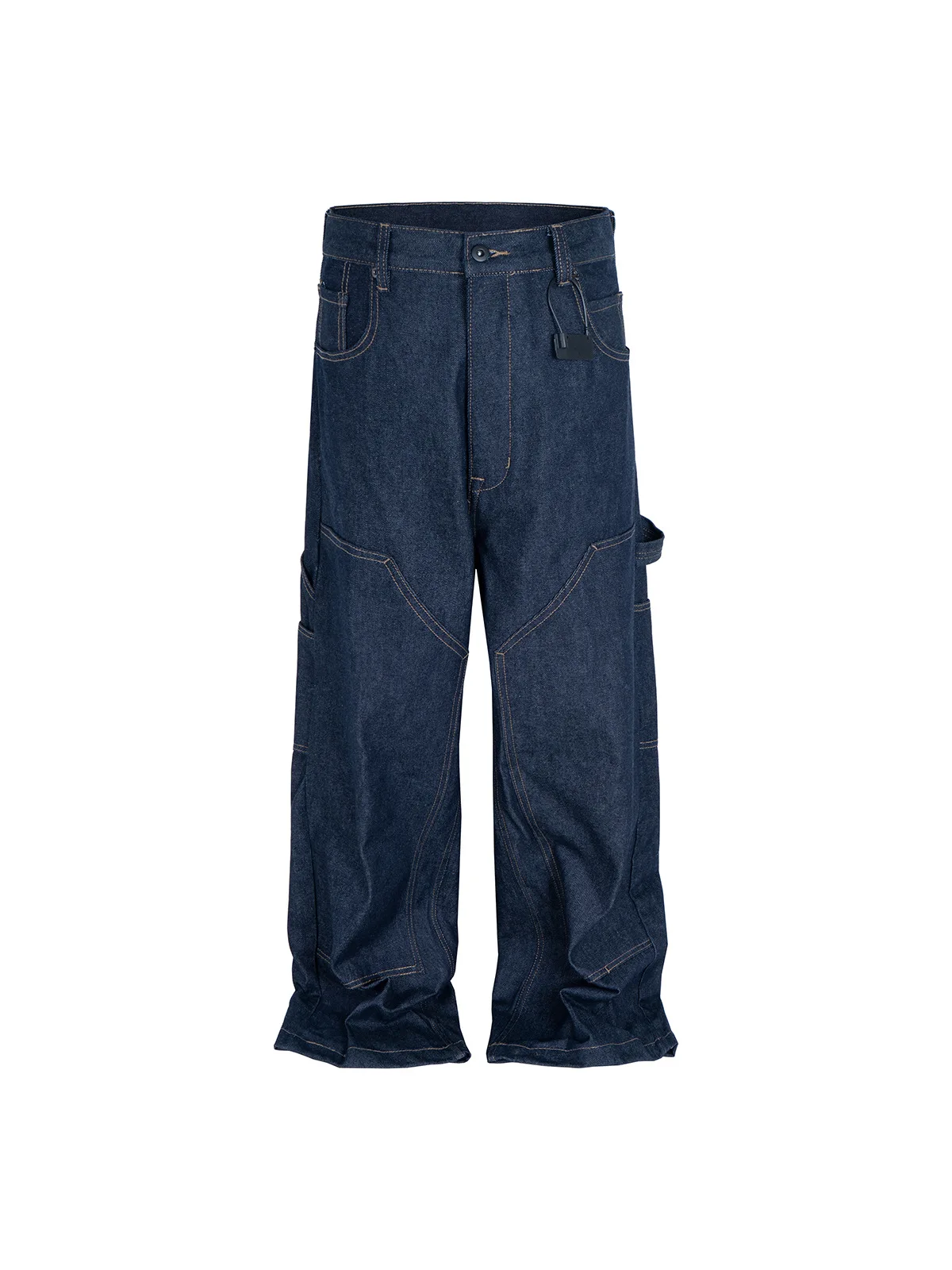 MIJKO Hip-hopowe niebieskie jeansy baggy z denimu, luźne spodnie męskie w stylu amerykańskim z szerokimi nogawkami i długim dołem, spodnie Tide ZJ081