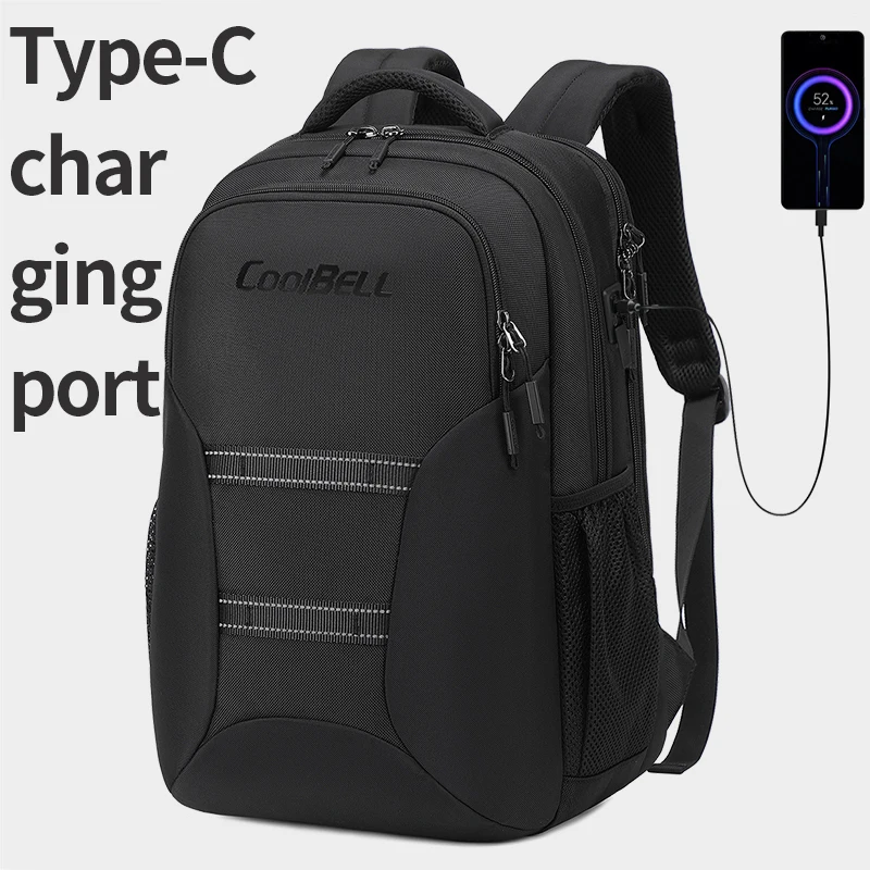 Men's Waterproof 15.6 Inch Laptop Backpack Bag with USB Charging Port Business Work Travel Computer Rucksack for Office Outdoor