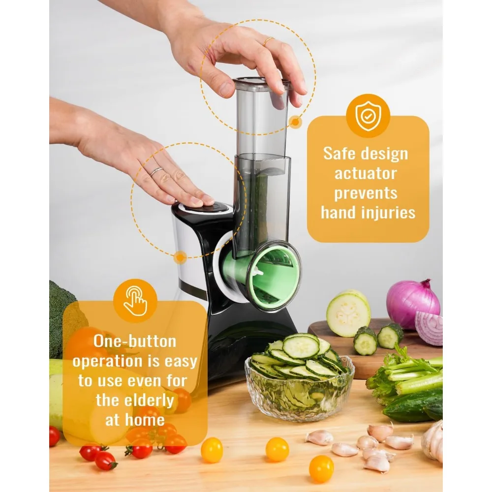 Electric Cheese Grater Salad Shooter,5-In-1 Electric Slicer For Home Kitchen,One-Touch Easy Control,With Push  Electric