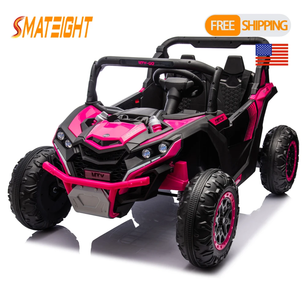 

24V Two-Seater Kids Ride On UTV Toys Four-Wheel Suspension Slow Start Large wheel design Anti-collision bar for age 3+