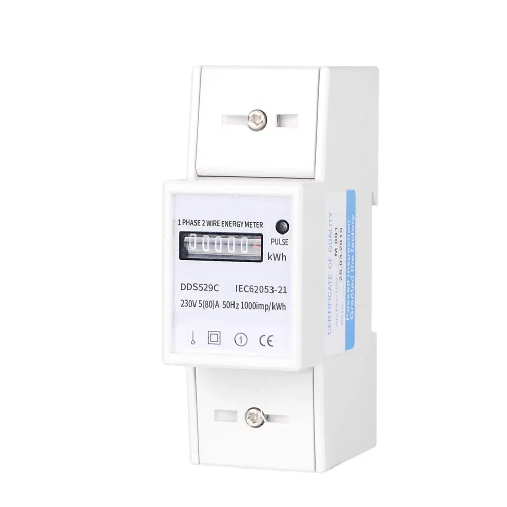AC 230V 80A Single Phase Energy Meter For 35mm DIN Rail High Accuracy Measurement Safe Pulse Output DIN Rail Installation