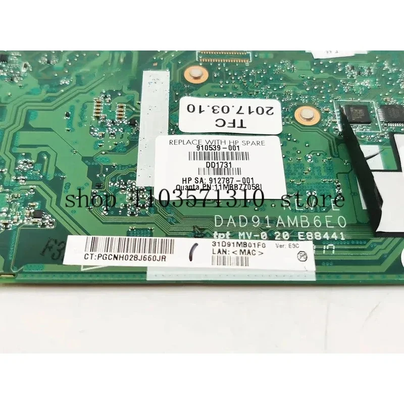 FOR HP x2 210 G2 INTEL ATOM x5 Z8550 1.4GHz MOTHERBOARD DAD91AMB6E0 910539 -001 JM