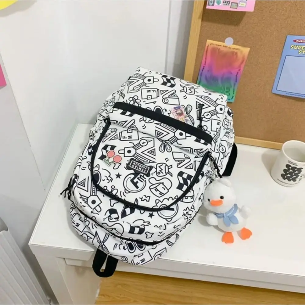 High Quality Fashion Students Backpack Graffiti Doodle School Bag Leisure Casual Shoulder Bag Boys Girls