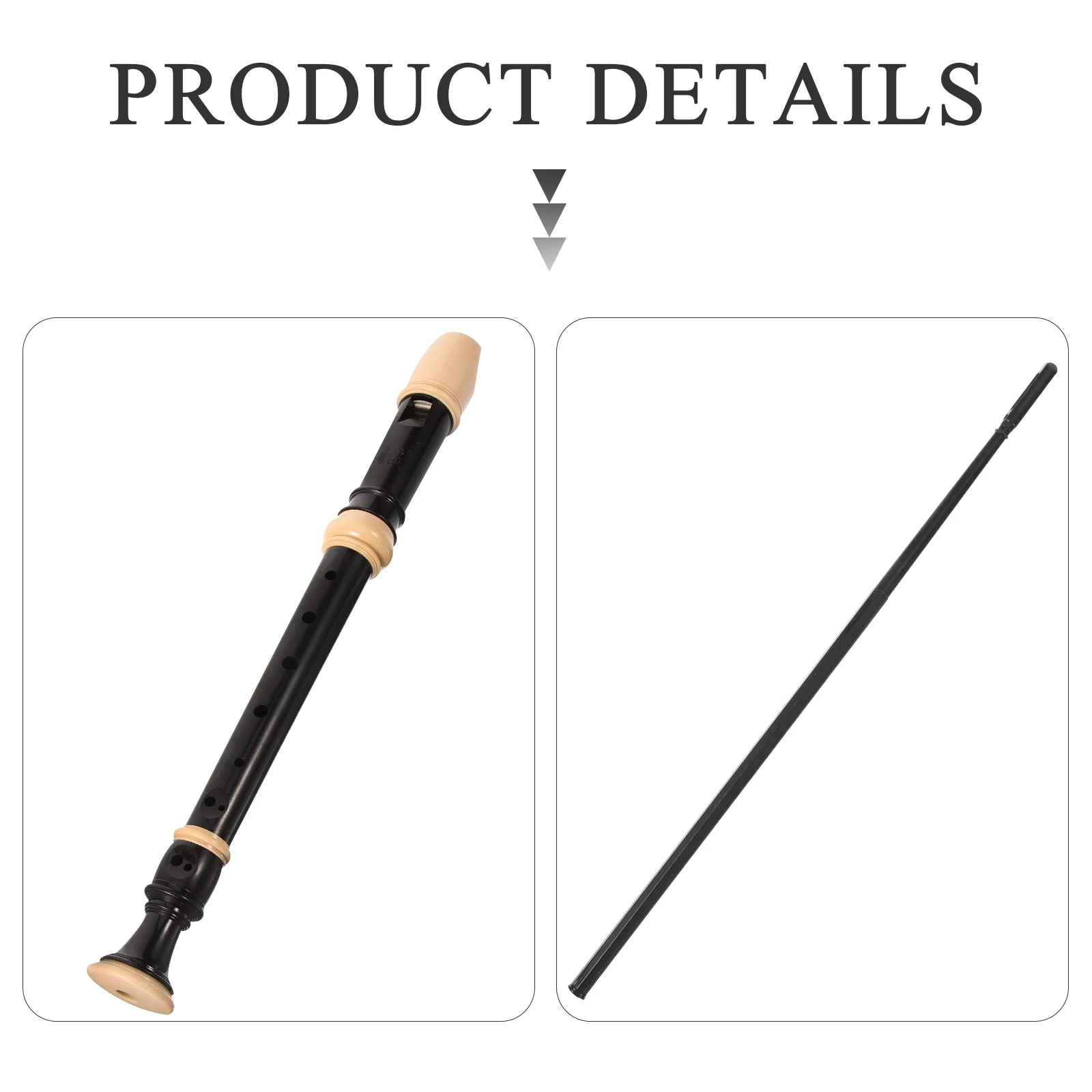 

Resin Recorder Flute 8 Holes Black Teaching Instrument Kids Beginners Durable Material Musical Accessories Included Stylish