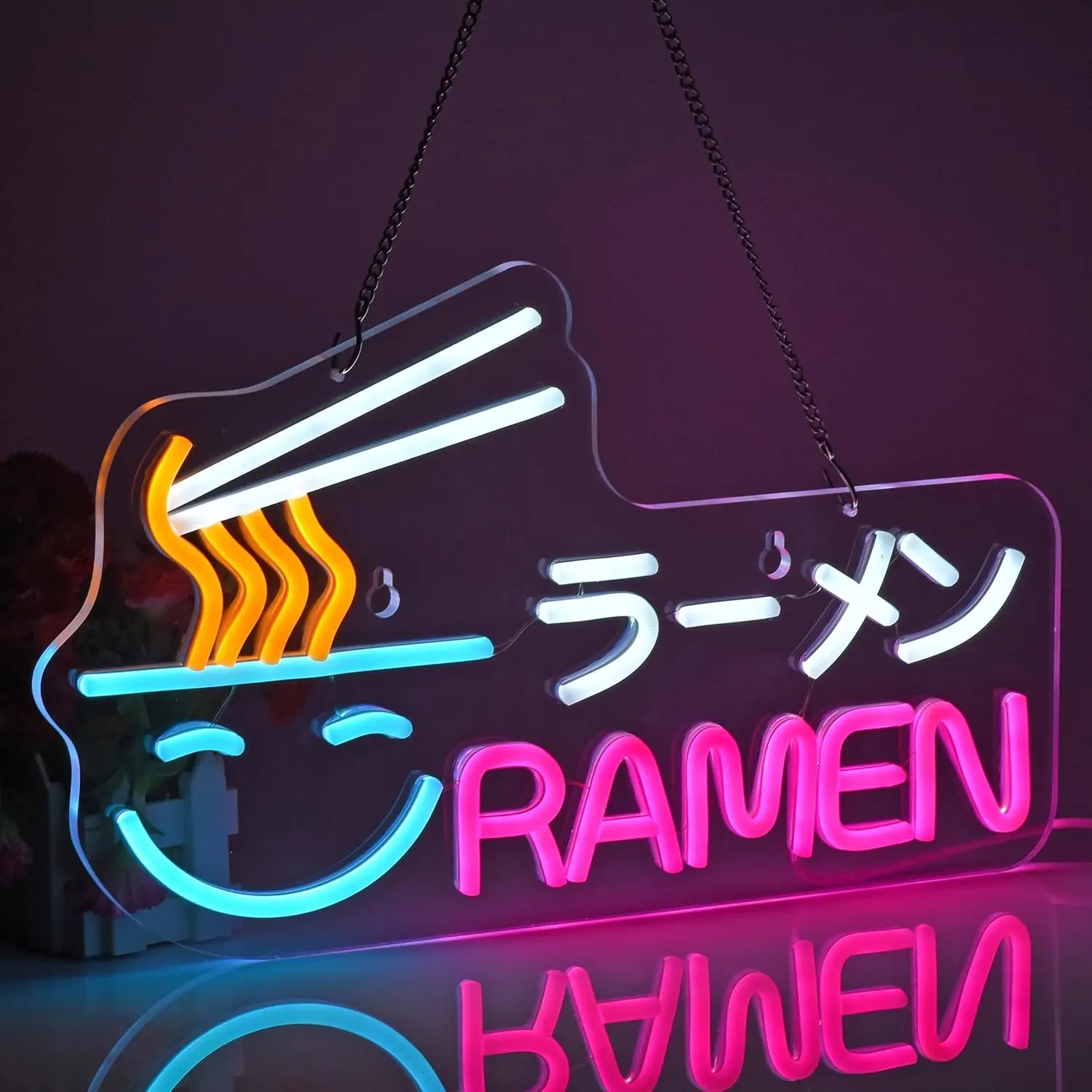 رامين النيون تسجيل الشعرية اليابانية مصباح ليد USB عكس الضوء تضيء تسجيل لمطعم رامين متجر المطبخ غرفة الطعام جدار ديكور