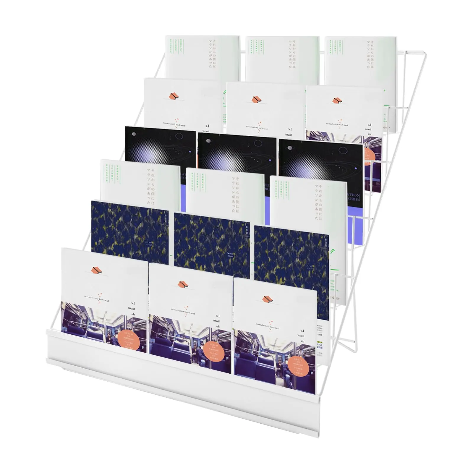 رف مجلات سلكي معدني، حامل عرض كتب على سطح الطاولة مكون من 6 طبقات، حامل عرض تجاري قابل للطي للقصص الهزلي، بطاقات المعايدة، Li