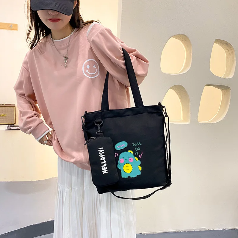 

New Canvas Bag Handheld Elementary School Student Bookbags Class Make-up Class Shoulder Canvas Handbag