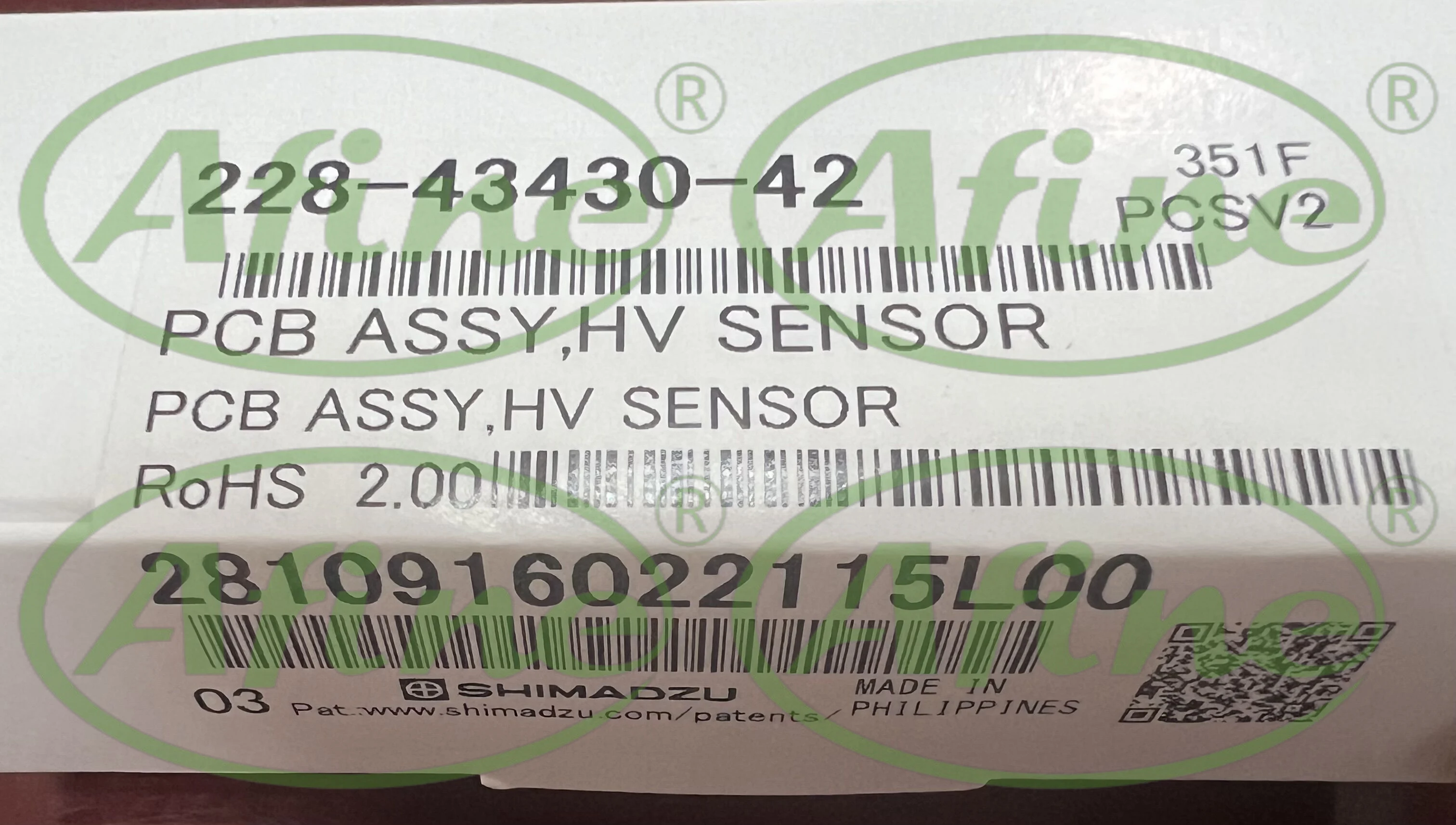 

AFINE SHIMADZU 228-43430-42 PCB Board HV SENSOR PCB ASSY, HPV, SIL-20A/20AC