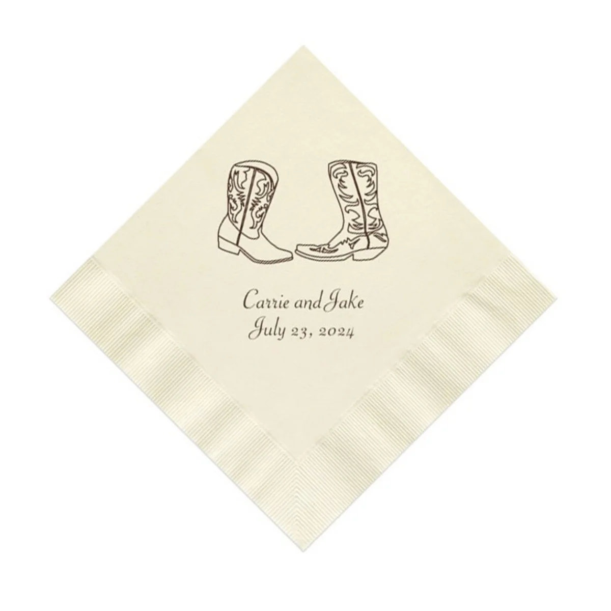 

50pcs Cowboy Boots Western Wedding Napkins Personalized Paper Reception Cocktail Party