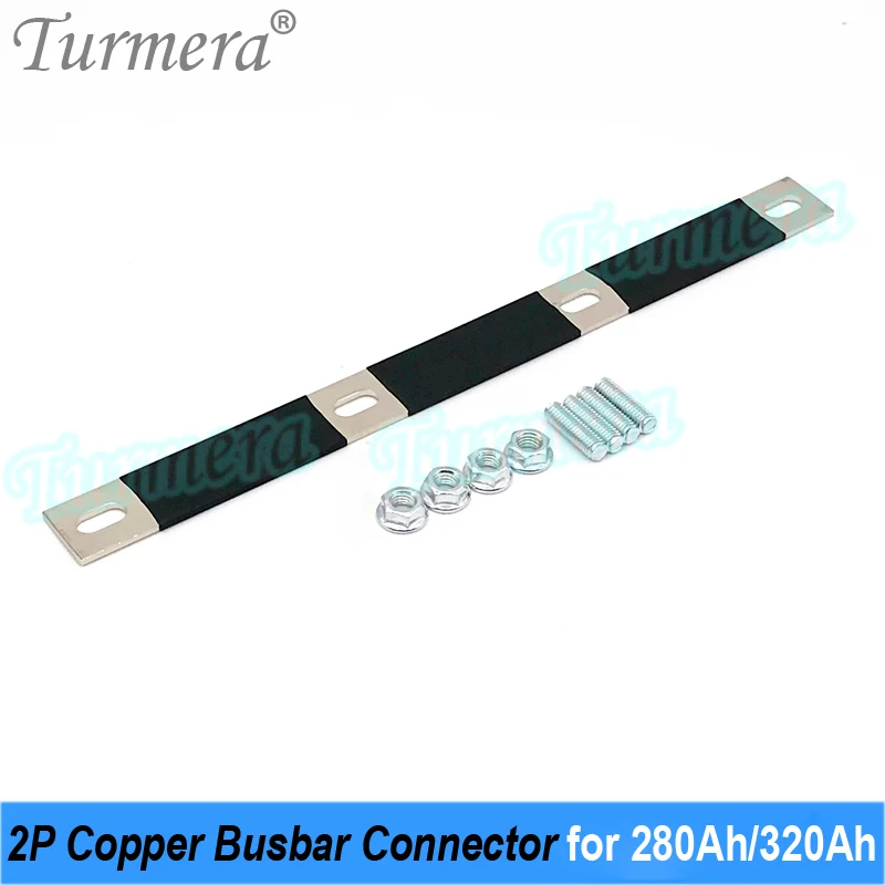 Turmera 2P Busbar cobre 12V Lifepo4 batería conector agujero a agujero 74mm uso en 12,8 V 24V 48V 280Ah 310Ah 320Ah batería Lifepo4
