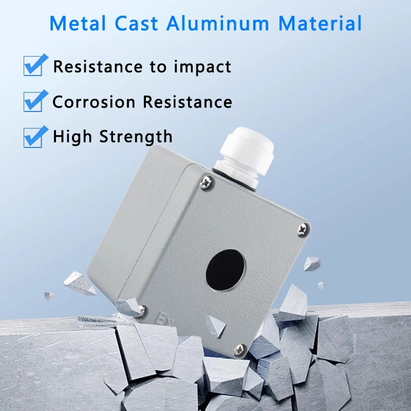 IP67 Waterproof Cast Aluminium Explosion-proof Button Box Industrial Electric Power Control Junction Box Open Hole Diameter 22mm