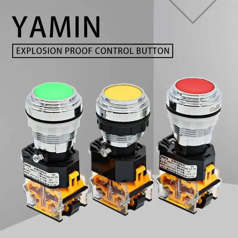 

EX Control Push Button Switch Isolation Explosion-proof Metal Reset Momentary Operation Red Green 10A