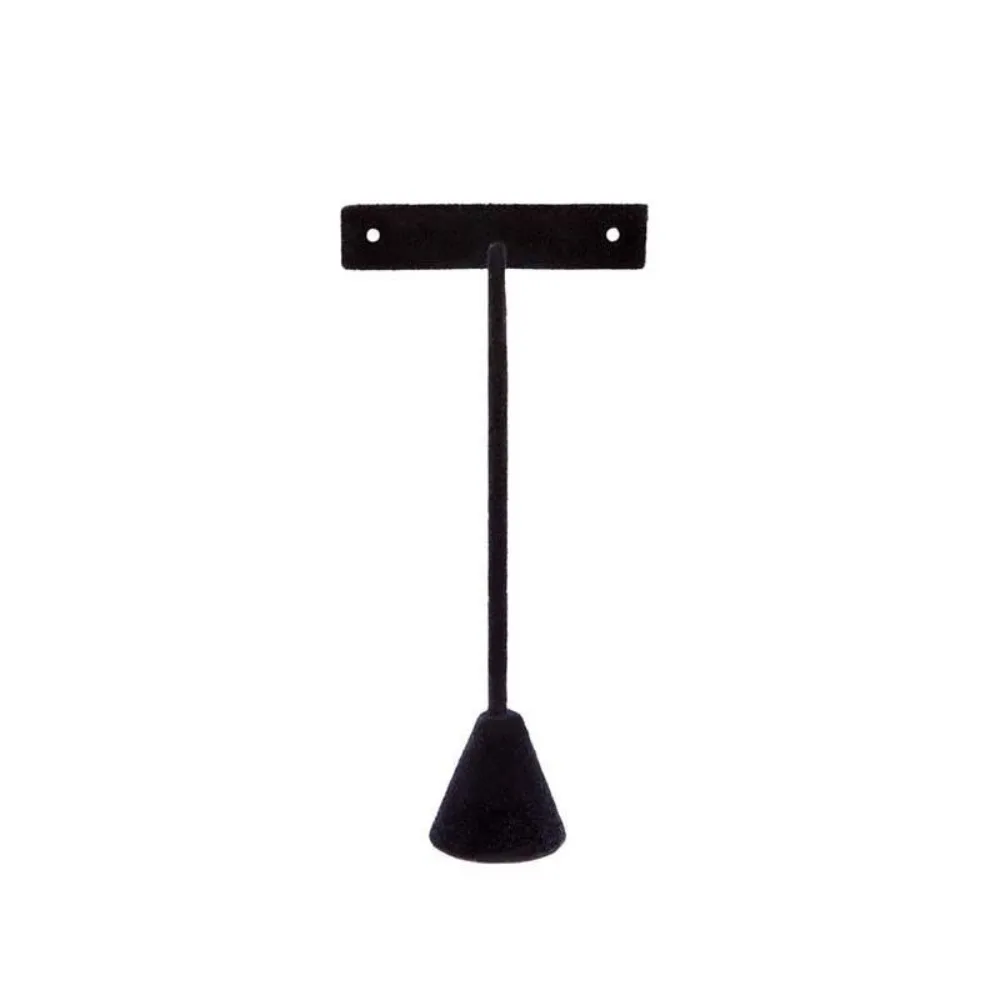 T 자형 귀걸이 디스플레이 스탠드 블랙 단일 레이어 쥬얼리 디스플레이 랙 3 가지 높이 플로킹 귀걸이 홀더 주최자