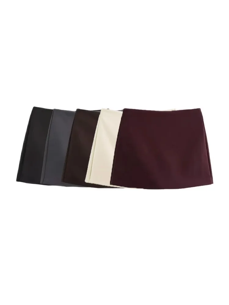 High Waist Solid Skort for Women Fashion Side Zipper Female Shorts Skirts Mujer