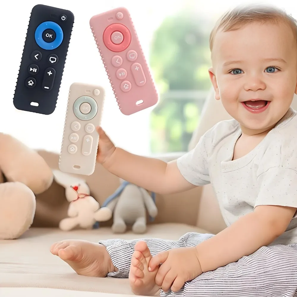 

Children's Silicone Remote Control Teether Baby Oral Appetite Period Soothing Remote Control Teething Bites Anti-feeding toy